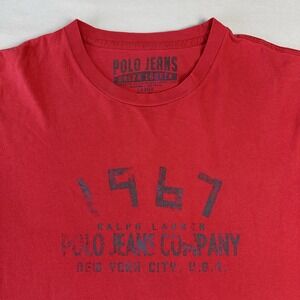 Polo Jeans Ralph Lauren Shirt Mens Large Red Long Sleeve 1967 Vintage Distressed